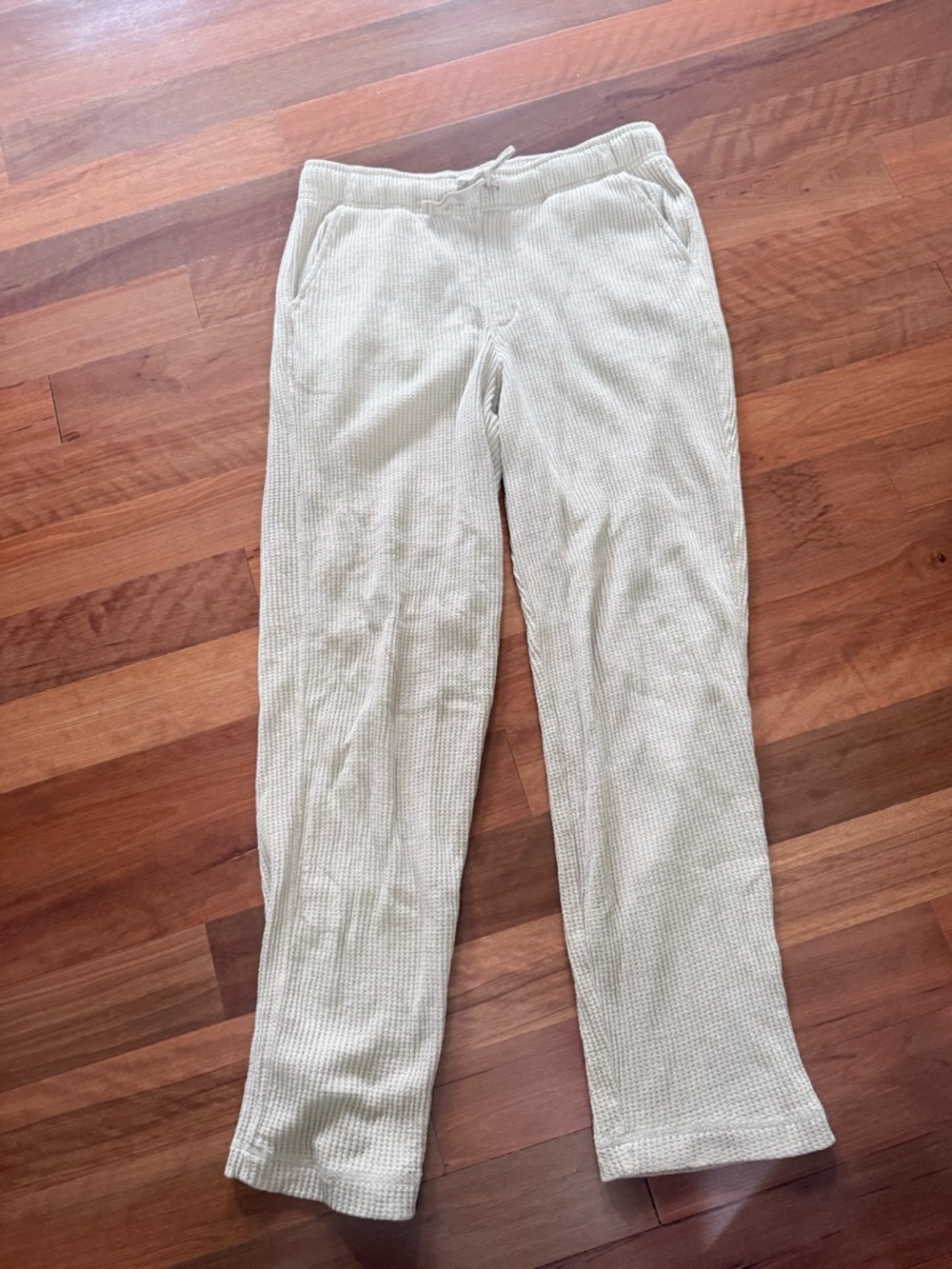 Tan Waffle Knit Drawstring Lounge Pants